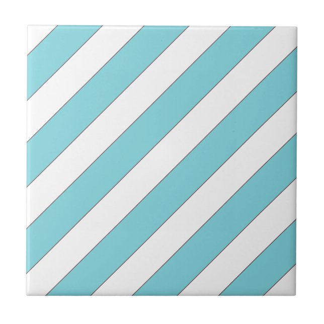 diagonal stripes light blue ceramic tile (Front)