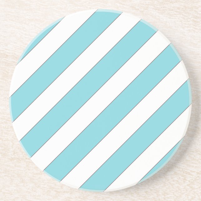 diagonal stripes light blue drink coaster (Front)