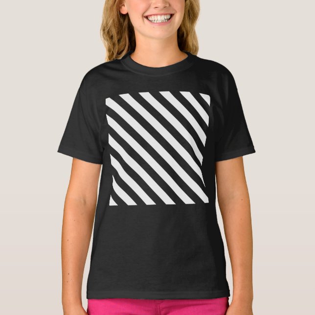 Diagonal Stripes Mono Pattern  T-Shirt (Front)