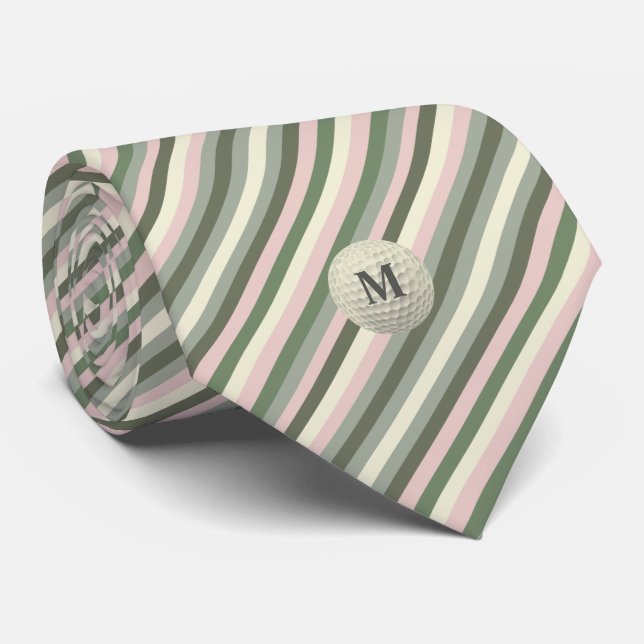 Diagonal Stripes Monogram Golf Ball Neck Tie (Rolled)