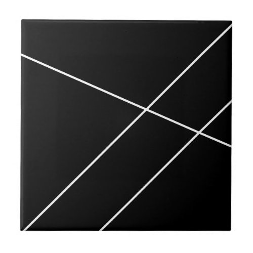 Diagonal Stripes On Black and White Ceramic Tile