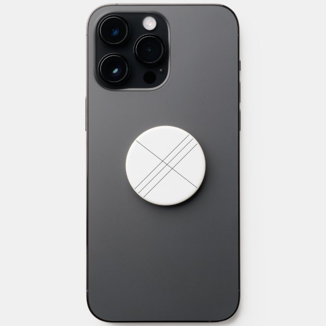Diagonal Stripes On Black and White Latte Mug PopSocket (Front)