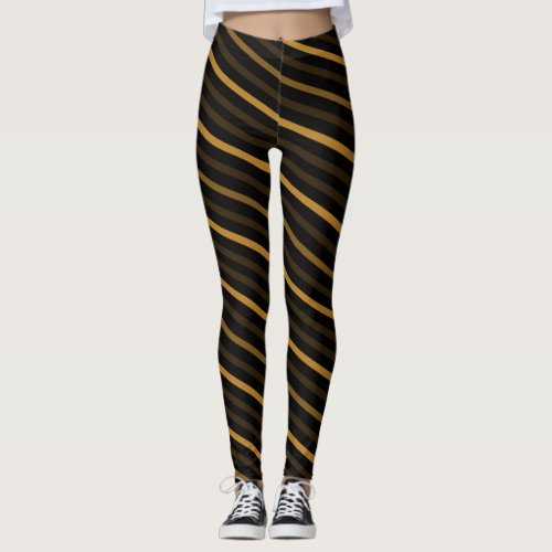 Diagonal Stripes _ Orange Leggings