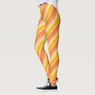 Diagonal Stripes Orange Leggings