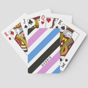 Diagonal stripes pattern personalized poker cards