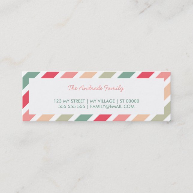 Diagonal Stripes Personalized Family Calling Cards (Front)
