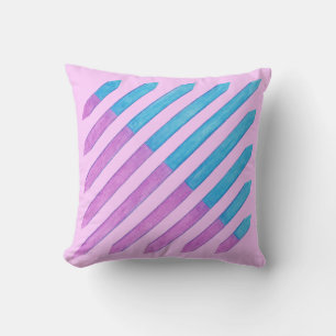 Diagonal Stripes Pink and Blue Pillows