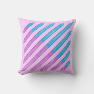 Diagonal Stripes Pink and Blue Pillows