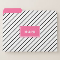 Diagonal Stripes Pink Personalized File Folders