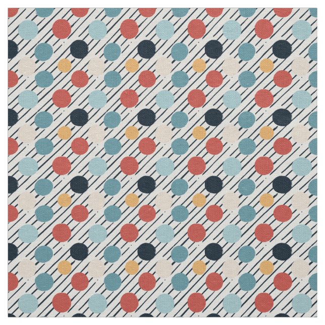 Diagonal Stripes Polka Dots Sketch  Fabric (Swatch)