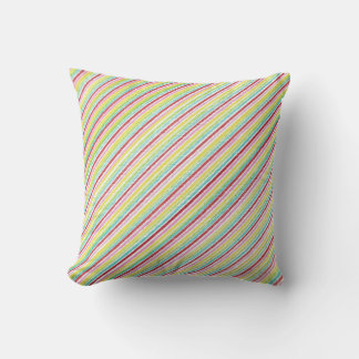 Diagonal Stripes Red Pink Yellow Green Blue Pillow