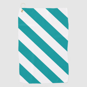 Diagonal Stripes: Teal Golf Towel