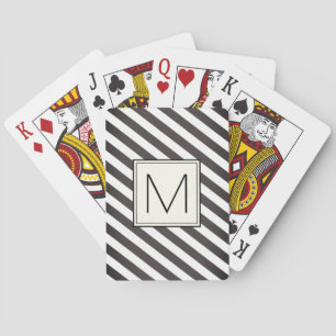 Diagonal stripes with monogram square poker cards