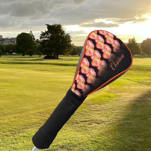 Diagonal Tattered Heart Rows Over Black Custom Golf Head Cover