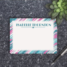 Diagonal Teal & Purple Stripes Name