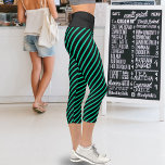 Diagonal Teal Stripes on Black Color Changeable Capri Leggings<br><div class="desc">Modern Capri leggings design featuring teal diagonal stripes on black. You can change the colors of your choice.</div>