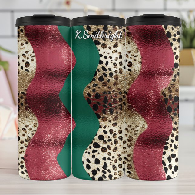 Diagonal Textured Animal Print Strips Thermal Tumbler (Creator Uploaded)