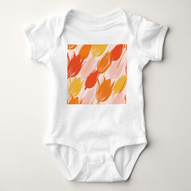 Diagonal Tulips: Light Color Design. Baby Bodysuit (Front)