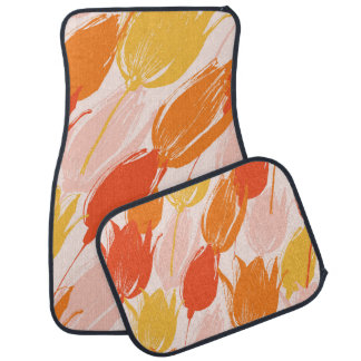 Diagonal Tulips: Light Color Design. Car Floor Mat
