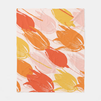Diagonal Tulips: Light Color Design. Fleece Blanket