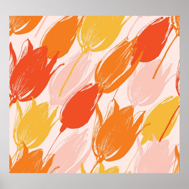 Diagonal Tulips: Light Color Design. Poster (Front)