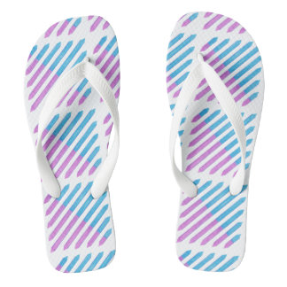 Diagonal Two Toned Stripes Purple Blue FlipFlops
