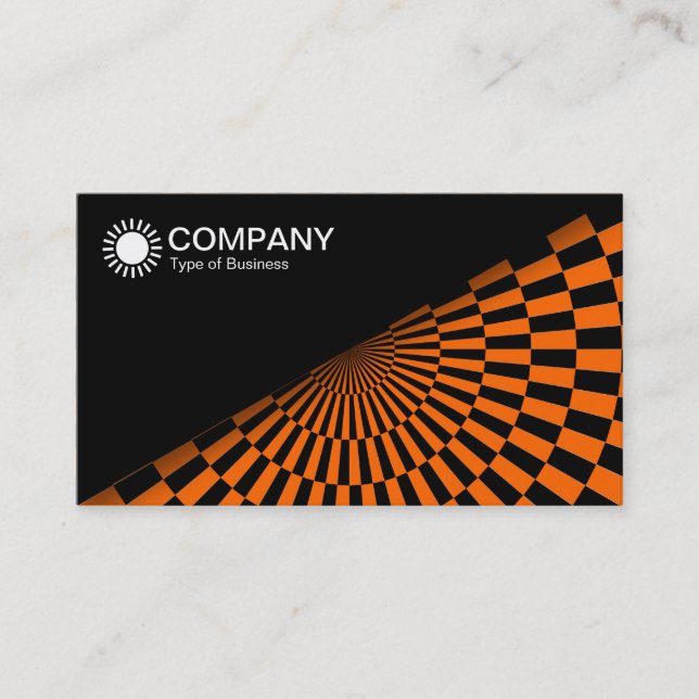 Diagonal V2 - Black - Op Art Orange Business Card (Front)