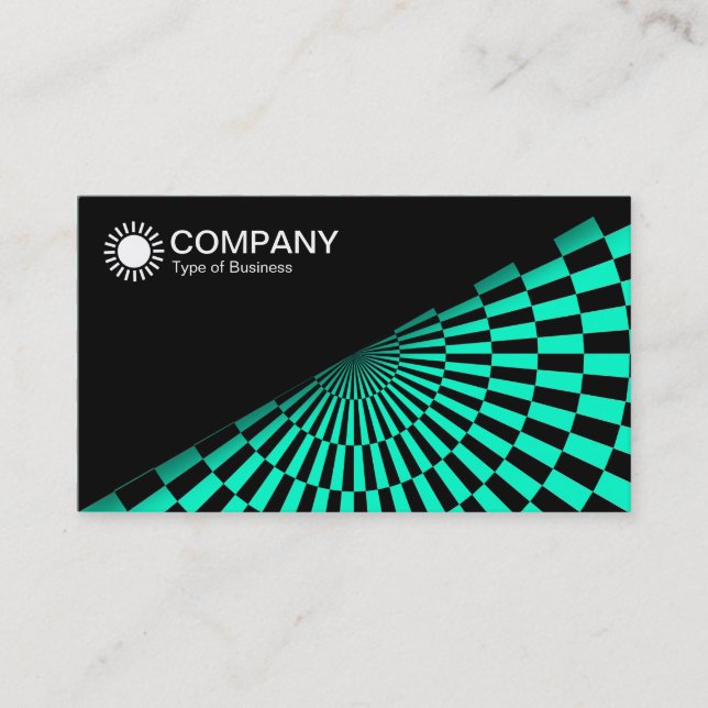 Diagonal V2 - Black - Op Art Turquoise Business Card (Front)