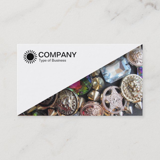 Diagonal V2 - White - Bling Business Card (Front)