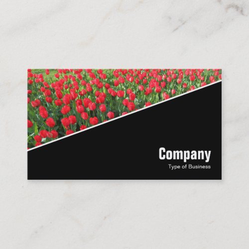 Diagonal V3 _ Black _ Bed of Red Tulips Business Card
