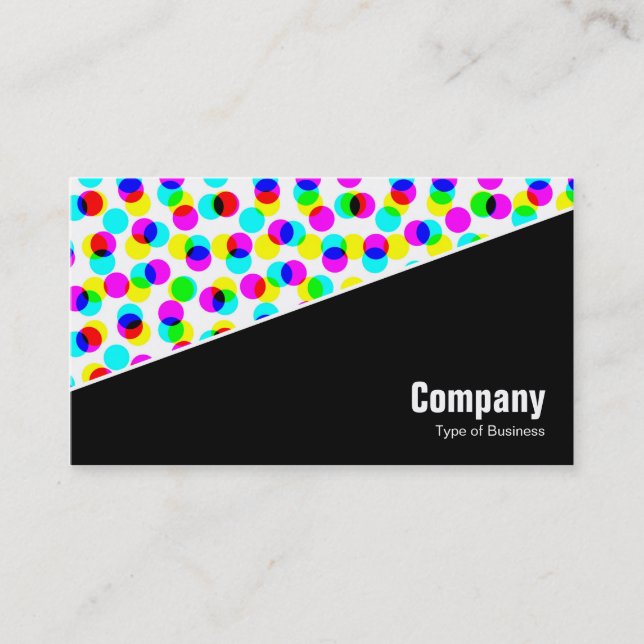 Diagonal V3 - Black - Color Halftone Business Card (Front)