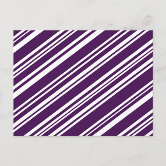 Diagonal Varied Purple and White Stripes Postcard