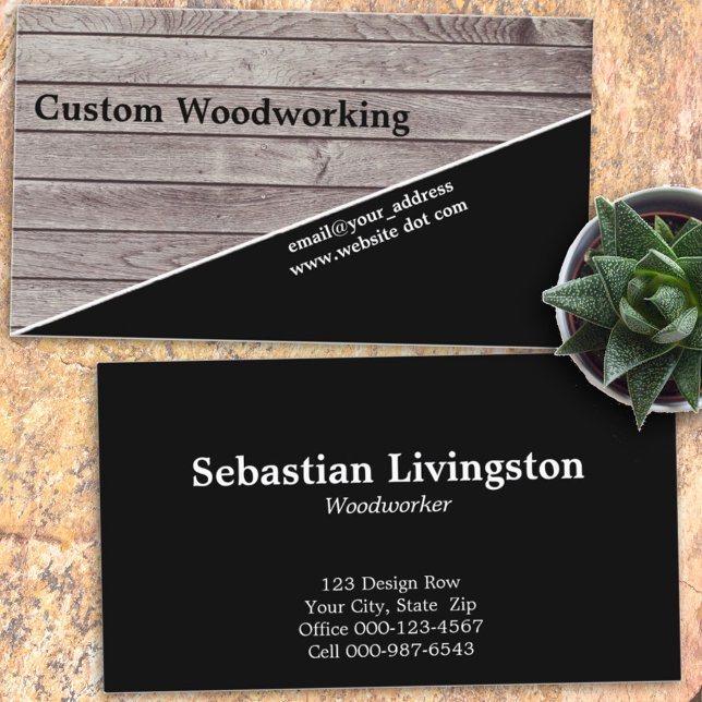 Diagonal Vintage Wood Woodworking Professional Business Card (Creator Uploaded)