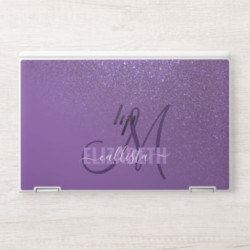 Diagonal Violet Purple Glitter Gradient Ombre HP Laptop Skin