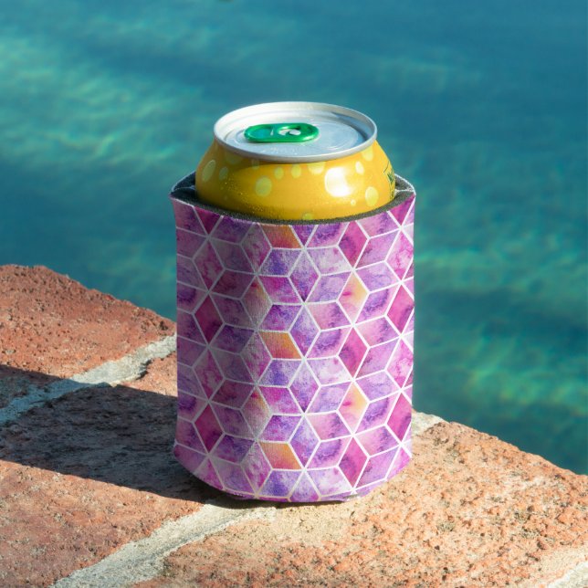 Diagonal Watercolor Colorful Can Cooler (In Situ Pool)