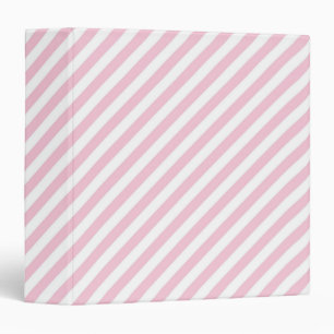 Diagonal white and pink stripes pattern 3 ring binder
