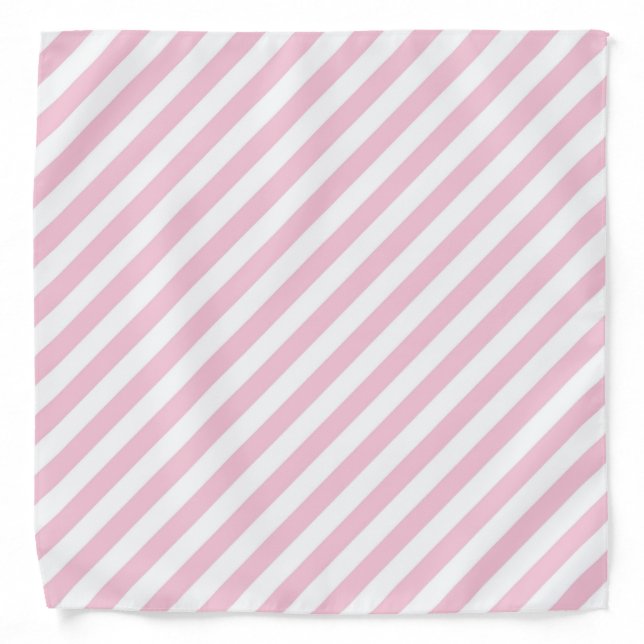 Diagonal white and pink stripes pattern bandana (Front)