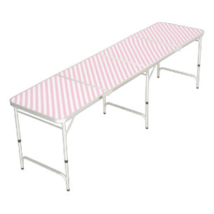 Diagonal white and pink stripes pattern beer pong table
