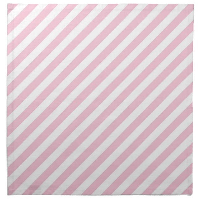 Diagonal white and pink stripes pattern cloth napkin (Front)