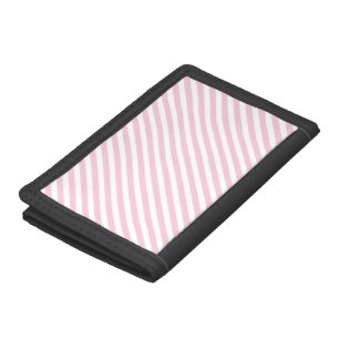 Diagonal white and pink stripes pattern trifold wallet