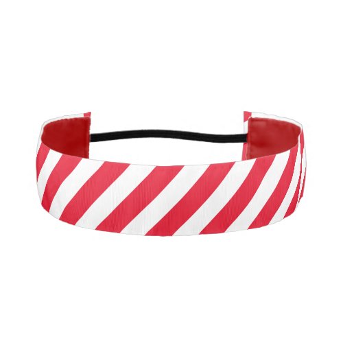 Diagonal White and Red Striped  Athletic Headband