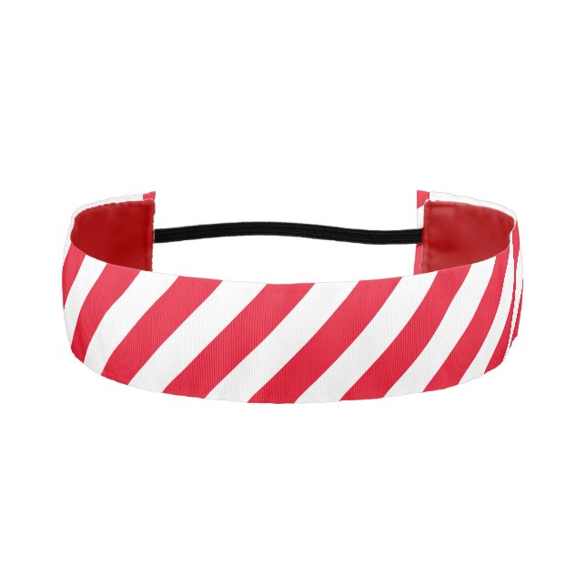 Diagonal White and Red Striped  Athletic Headband (Front)