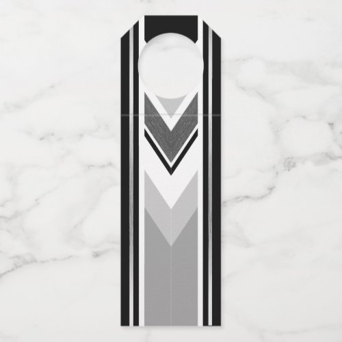 Diagonal white black grey stripe bottle hanger tag