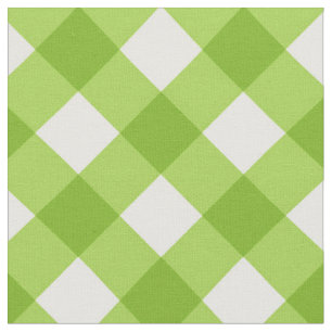Diagonal White/Green Gingham Pattern Fabric