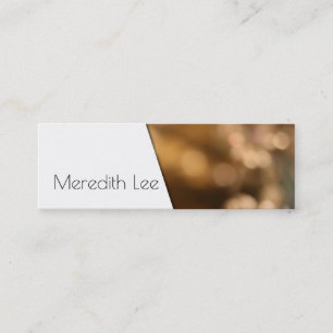 Diagonal White Over Warm Gold Bokeh Photo Mini Business Card