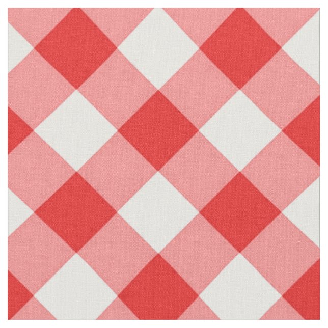 Diagonal White/Red Gingham Pattern Fabric (Close Up)