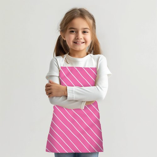 Diagonal White Stripe on Custom Color Pink Apron
