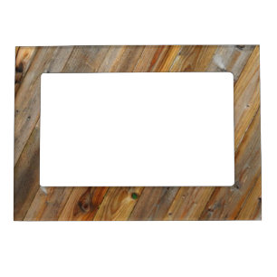 Diagonal Wood Plank Fencing Photo Frame Magnet