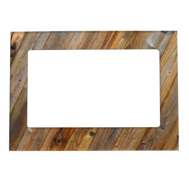 Diagonal Wood Plank Fencing Photo Frame Magnet (Front)