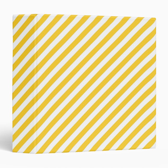Diagonal yellow and white stripes pattern  3 ring binder (Front/Spine)